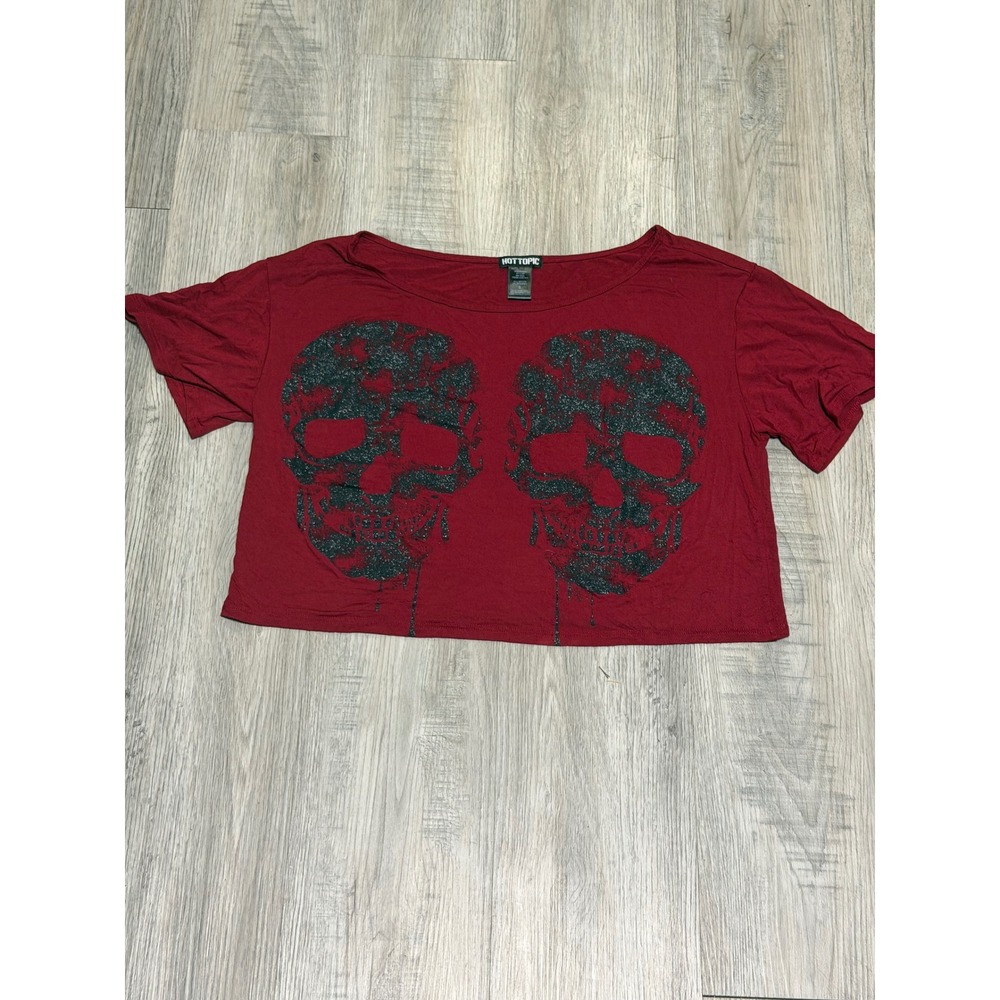 Hot Topic Skull Graphic Crop Top Women Size S